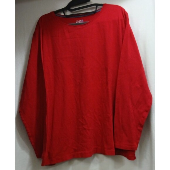 Women’s Croft & Barrow Classic Tee Red Long Sleeve Plus 2X Cotton Solid EUC - Picture 1 of 5